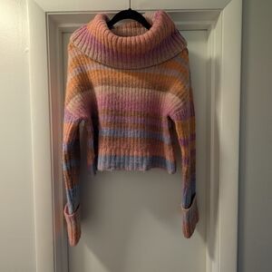 Anthropologie Pastel Striped Cowl Neck Sweater